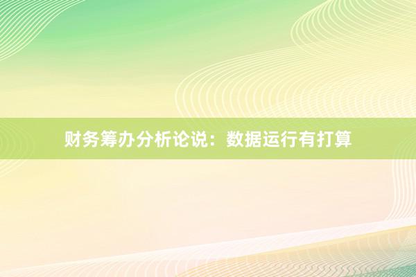 财务筹办分析论说：数据运行有打算